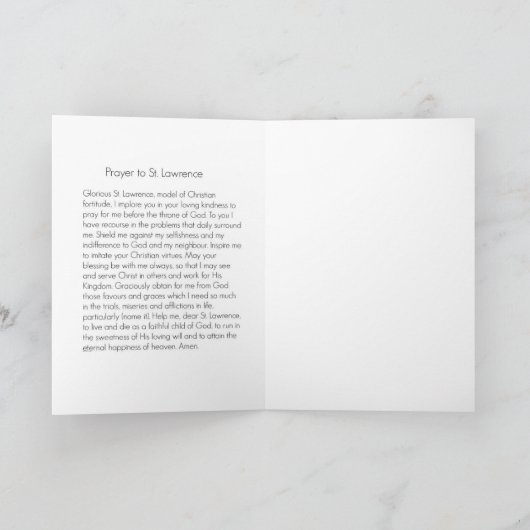 St. Lawrence Prayer Saint-Cooks Kaart (Binnen)