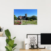 St Leonards Church Hythe vanuit de lucht Poster (Thuiskantoor)
