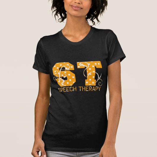 st letters oranje en witte poka punten t-shirt (Voorkant)