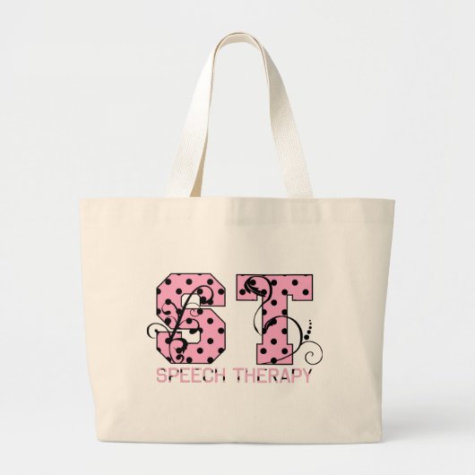 st letters roze en zwarte polka stippen grote tote bag (Voorkant)
