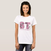 st letters roze en zwarte polka stippen t-shirt (Voorkant volledig)