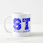 St letters wit en blauw stippen koffiemok (Links)
