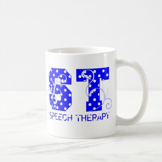 St letters wit en blauw stippen koffiemok (Rechts)