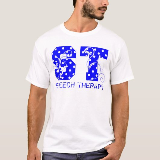 st letters witte en blauwe stippen t-shirt (Voorkant)