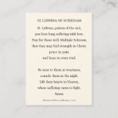 St. Lidwina van Schiedam Gebed Multiple Sclerose Visitekaartje (Achterkant)