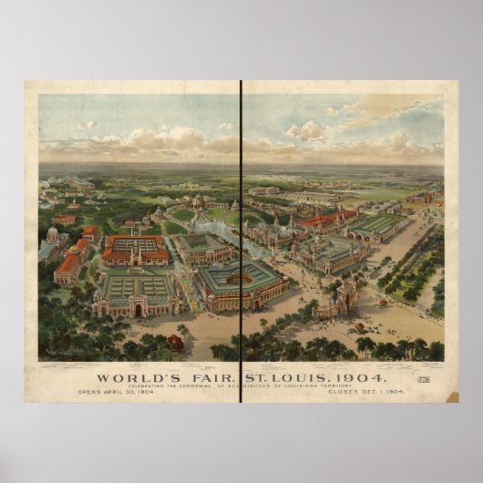 St Louis 1904 World's Fair Expo Antique Panorama Poster (Voorkant)