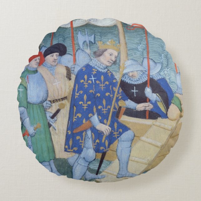 St. Louis aan het inschepen voor de kruistochten Rond Kussen (Voorkant)