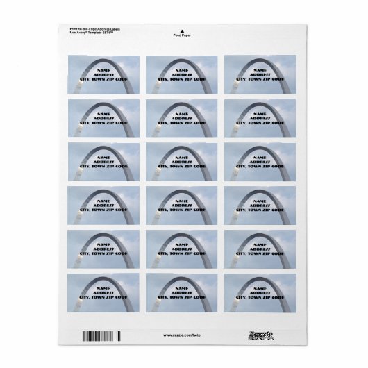 St. Louis Arch Adresetiketten Etiket (Full Sheet)