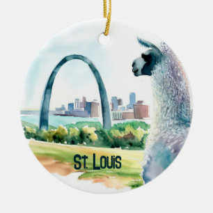 St. Louis Arch Llama Souvenir Keramisch Ornament