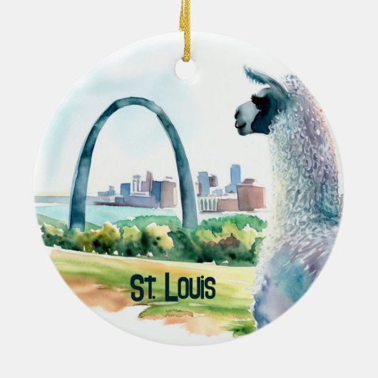 St. Louis Arch Llama Souvenir Keramisch Ornament (Achterkant)