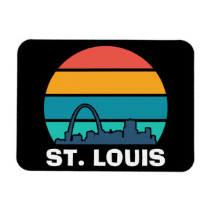 St. Louis Arch Retro Sunset Cityscape Foto Magneet