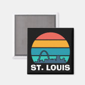 St. Louis Arch Retro Sunset Cityscape Magneet (Voorkant / Achterkant)
