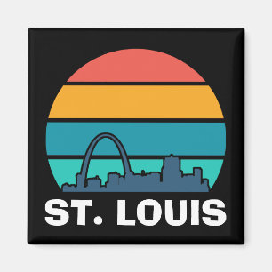 St. Louis Arch Retro Sunset Cityscape Magneet