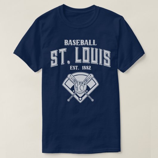 St Louis Baseball EST 1882  Wit Tekst T-shirt (Design voorkant)