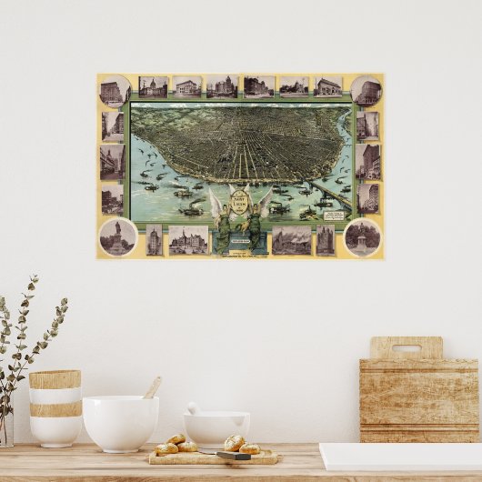 St. Louis birdseye map - 1896 (Graf) BigMapBlog Poster (Keuken)