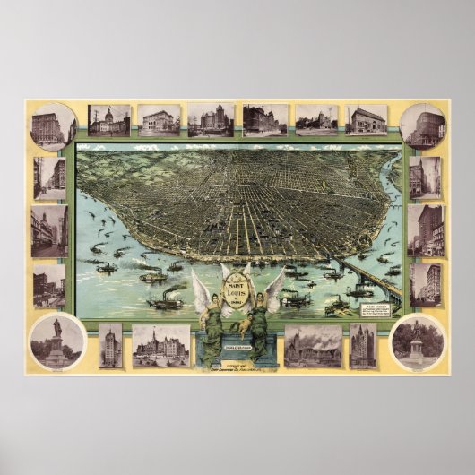 St. Louis birdseye map - 1896 (Graf) BigMapBlog Poster (Voorkant)