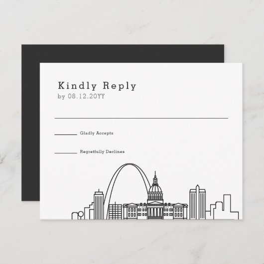 St. Louis bruiloft | Gestileerde Skyline RSVP (Voorkant / Achterkant)