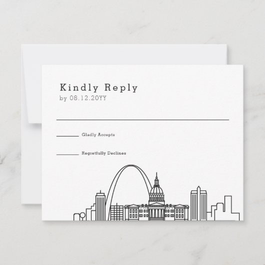 St. Louis bruiloft | Gestileerde Skyline RSVP Kaartje (Voorkant)