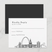 St. Louis bruiloft | Gestileerde Skyline RSVP Kaartje (Voorkant / Achterkant)