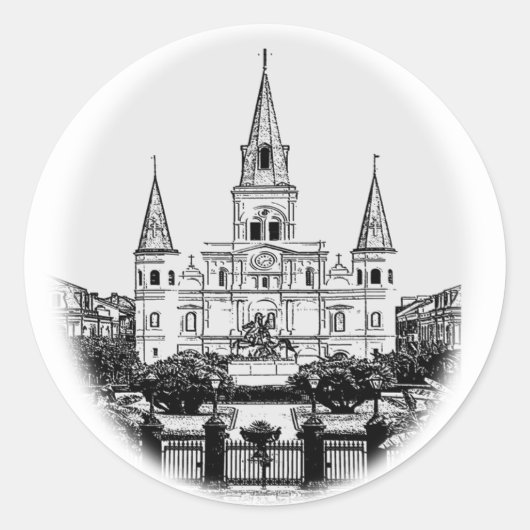 St Louis Cathedral Jackson Square, New Orleans Ronde Sticker (Voorkant)
