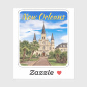 St Louis Cathedral New Orleans Waterverf Sticker (Vel)