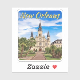 St Louis Cathedral New Orleans Waterverf Sticker