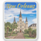 St Louis Cathedral New Orleans Waterverf Sticker (Voorkant)