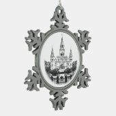 St. Louis Cathedral Sketch Kerstmis Tin Sneeuwvlok Ornament (Links)