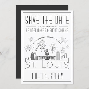 St. Louis City Save the Date met vuurwerk Kaart