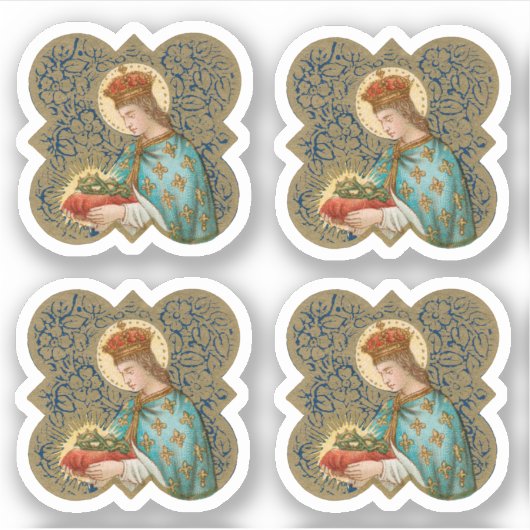 St. Louis de Koning in een Barbed Quatrefoil (BK 0 Sticker (Voorkant)