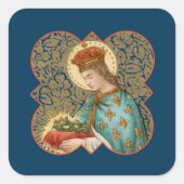St. Louis de Koning in een Barbed Quatrefoil (BK 0 Vierkante Sticker (Voorkant)