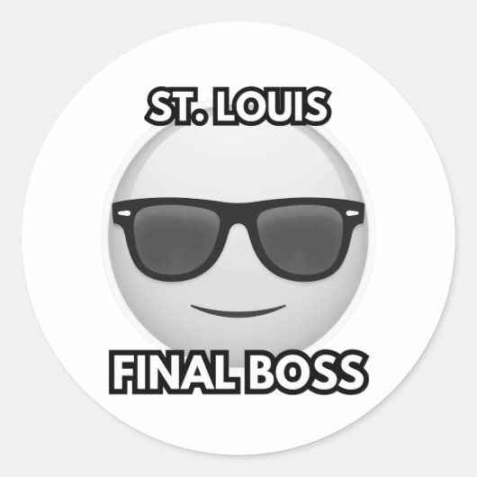 St. Louis Eindbaas Cool Emoji Ronde Sticker (Voorkant)