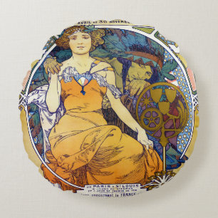 St. Louis Exhibition, Alphonse Mucha Sierkussen Rond Kussen