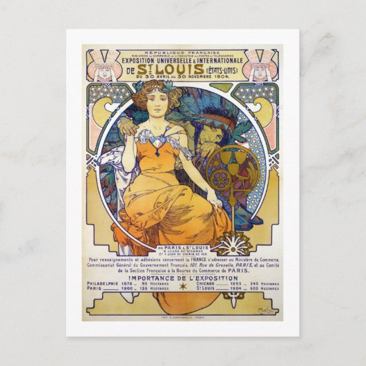 St. Louis Exhibition, Mucha Briefkaart (Voorkant)