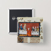 St. Louis Feeding, 'Life and Miracles St. Vierkante Button 5,1 Cm (Voorkant /achterkant)