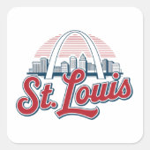 St. Louis Gateway Arch, Vintage City Pride Vierkante Sticker (Voorkant)