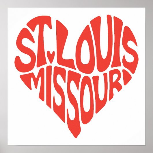 St. Louis Heart Shaped Word Art Poster (Voorkant)