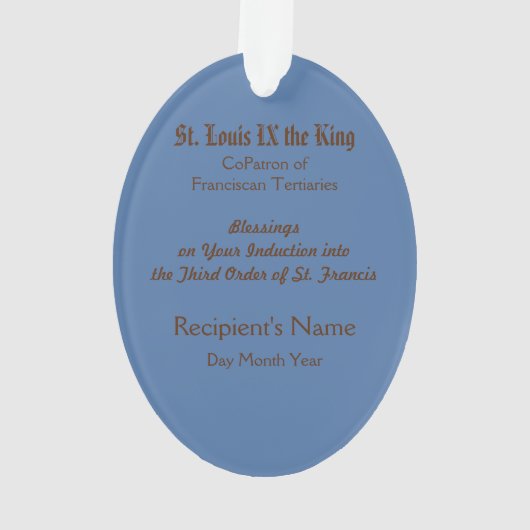 St. Louis IX de Koning (PM 05) Acryl Ornament (achterkant)