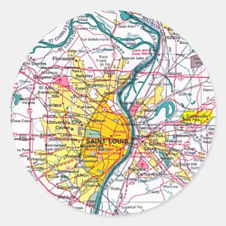 St Louis kaart Ronde Sticker