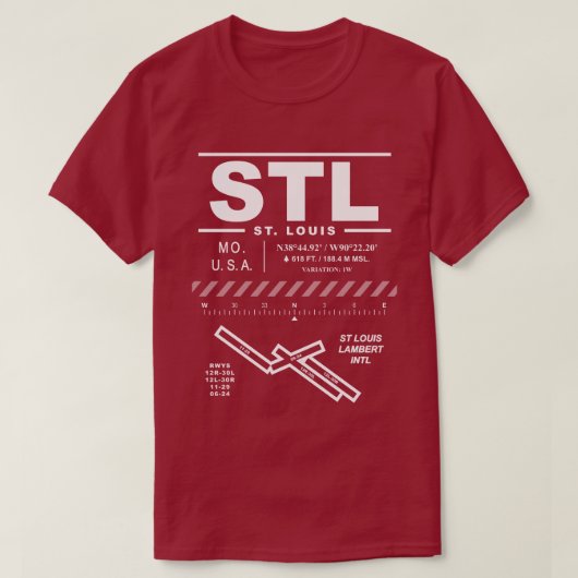 St Louis Lambert International Airport STL T-shirt (Design voorkant)