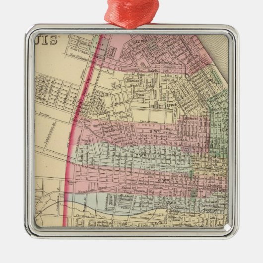 St Louis Map door Mitchell Metalen Ornament (Voorkant)