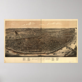 St. Louis Missouri 1896 Antiek Panorama Poster
