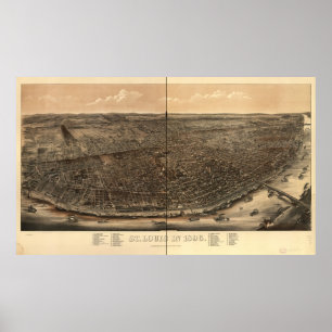 St.Louis Missouri 1896 Antiek Panoramische Kaart Poster