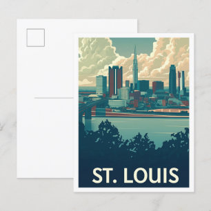 St Louis Missouri Art Vintage Travel Illustratie Briefkaart