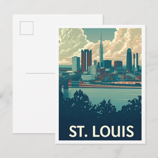 St Louis Missouri Art Vintage Travel Illustratie Briefkaart (Voorkant / Achterkant)