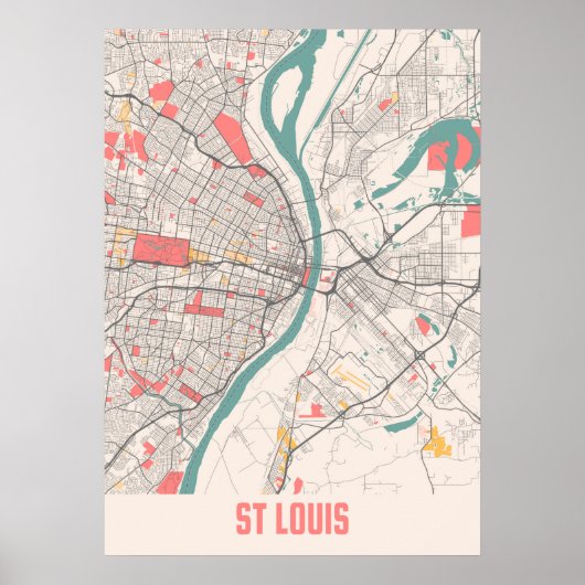 St. Louis - Missouri Chalk City Map Poster (Voorkant)