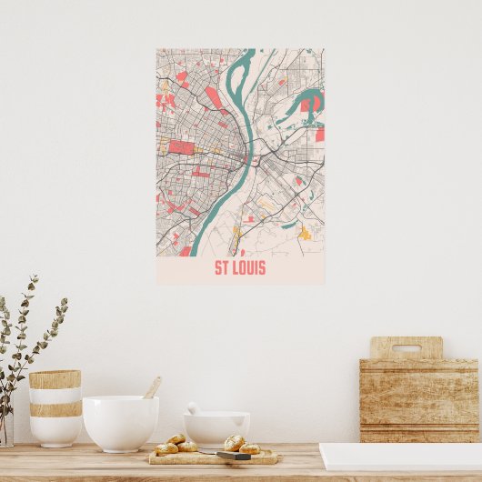St. Louis - Missouri Chalk City Map Poster (Keuken)
