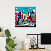 St Louis, Missouri | De gateway-boog Poster (Thuiskantoor)