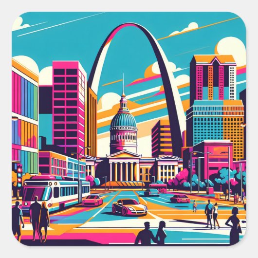 St Louis, Missouri | De gateway-boog Vierkante Sticker (Voorkant)