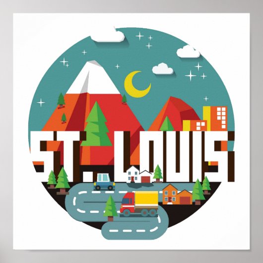St. Louis, Missouri Geometric Design Poster (Voorkant)